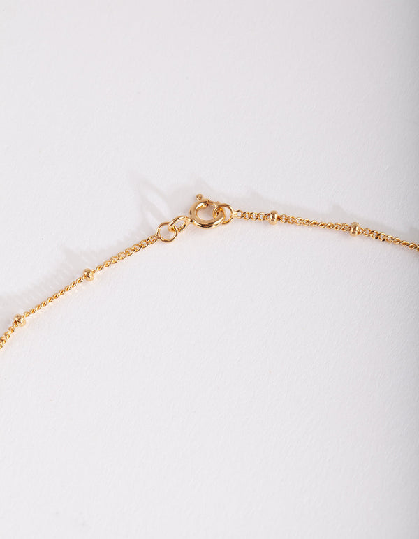 Gold Plated Sterling Silver Bead Chain Necklace