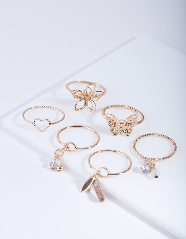 Gold Nature Shapes Ring Pack