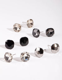 Zwarte vierkante diamanten 5-studs verpakking - link has visual effect only