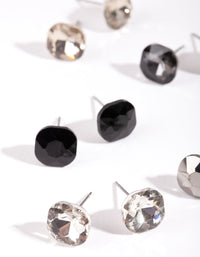 Zwarte vierkante diamanten 5-studs verpakking - link has visual effect only