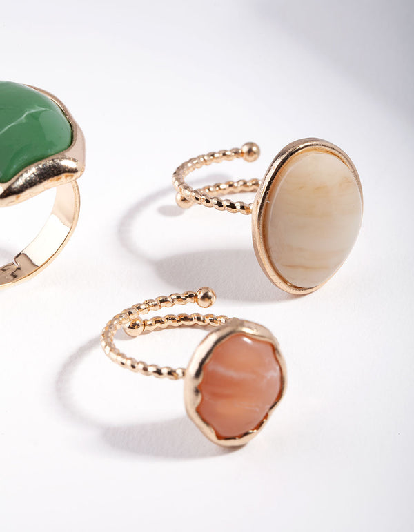 Gold Neutral Green 3 Ring Pack