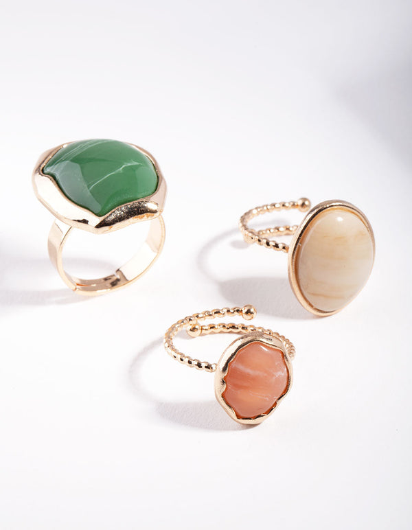 Gold Neutral Green 3 Ring Pack