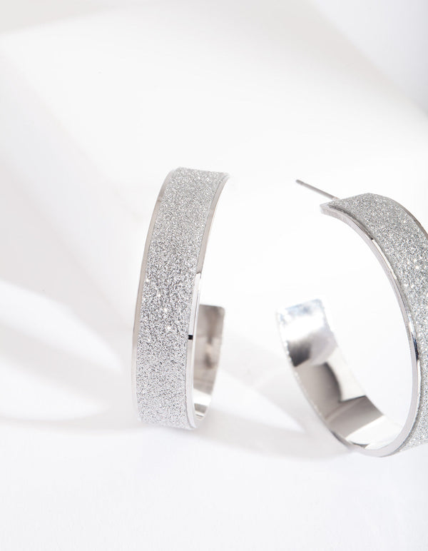 Silver Glitter Wrap Hoop Earrings
