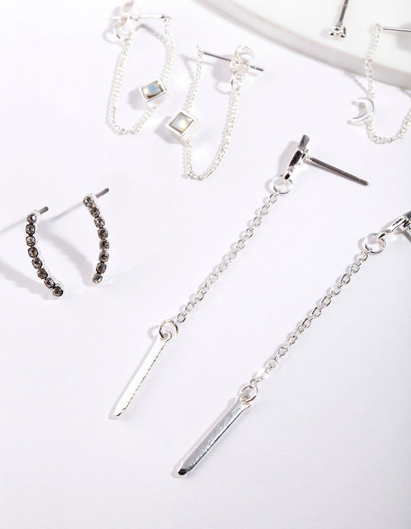Silver Snake Tassel Mix Earring 6 Pack
