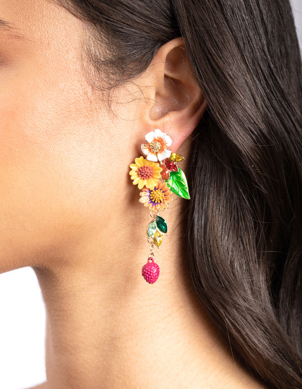 Multi Fruit Flower Earrings