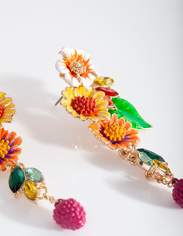 Multi Fruit Flower Earrings