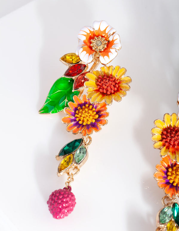 Multi Fruit Flower Earrings