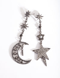 Kolczyki wiszące Starry Night w kolorze gunmetal - link has visual effect only
