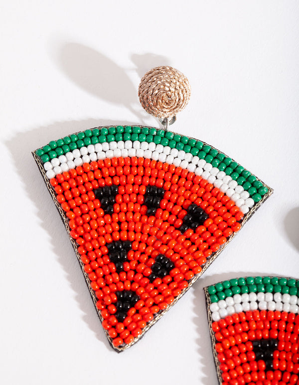 Red Watermelon Slice Earrings