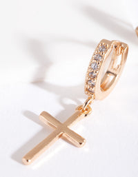 Gold Diamante Cross Huggie - link has visual effect only