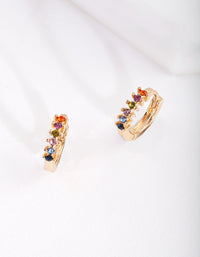 Gold Rainbow Diamante Huggie Earrings - link has visual effect only