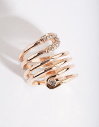 Gold Wrap Safety Pin Ring - link has visual effect only