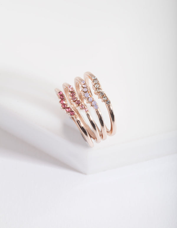 Rosegouden Ombre Diamante Ring Stack