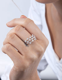 Silver Reflective Stone Ring Trio - link has visual effect only