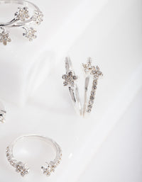 Silver Floral Diamante Ring Pack - link has visual effect only