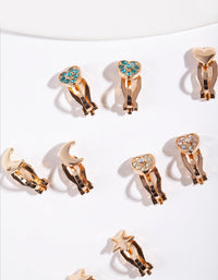 Gold Shapes Clip On Earring 5 Pack - link has visual effect only