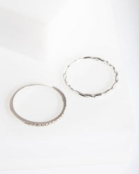 Sterling Silver Cubic Zirconia and Twisted Ring Stack - link has visual effect only