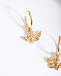 Gold Plated Sterling Silver Cherub Hoop Earrings - link has visual effect only