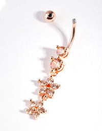 Rose Gold Surgical Steel Floral Diamante Belly Bar - link has visual effect only