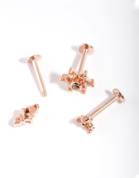 Rose Gold Surgical Steel Flower Flat Back Earring Pack - link has visual effect only