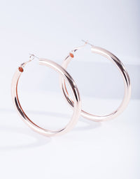 Rose Gold Polished Hoop Earrings - link has visual effect only