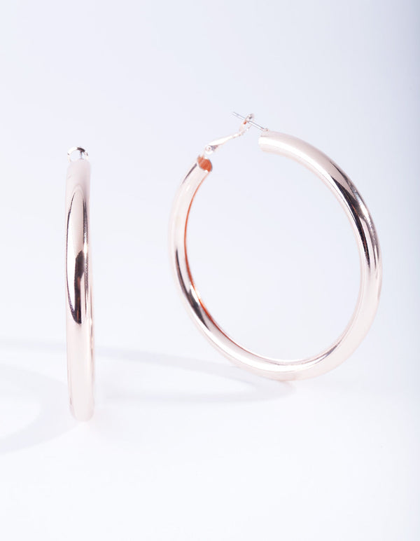 Rose Gold Polished Hoop Earrings