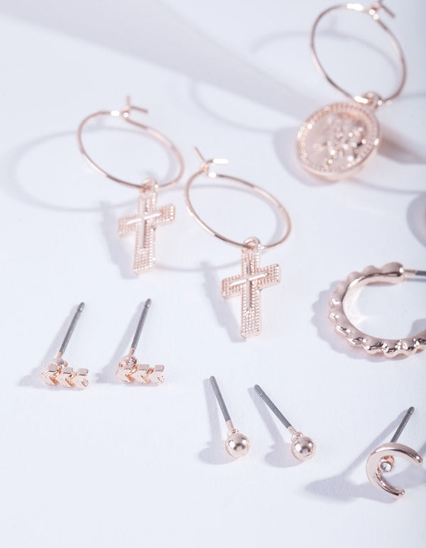 Rose Gold Medallion Mix Earring Pack