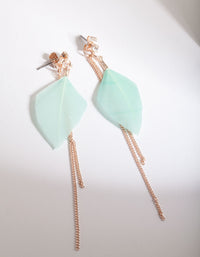 Aqua Feather and Thread Drop Earrings - link has visual effect only