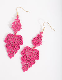 Fuchsia Large Filigree Drop Earrings - link has visual effect only