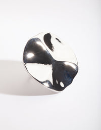 Rhodium Large Wave Disc Ring - link has visual effect only