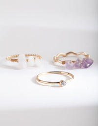 Gold Semi-Precious Thread Stone Ring - link has visual effect only
