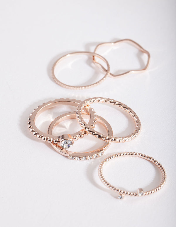 Rose Gold Diamante Band 6 Pack