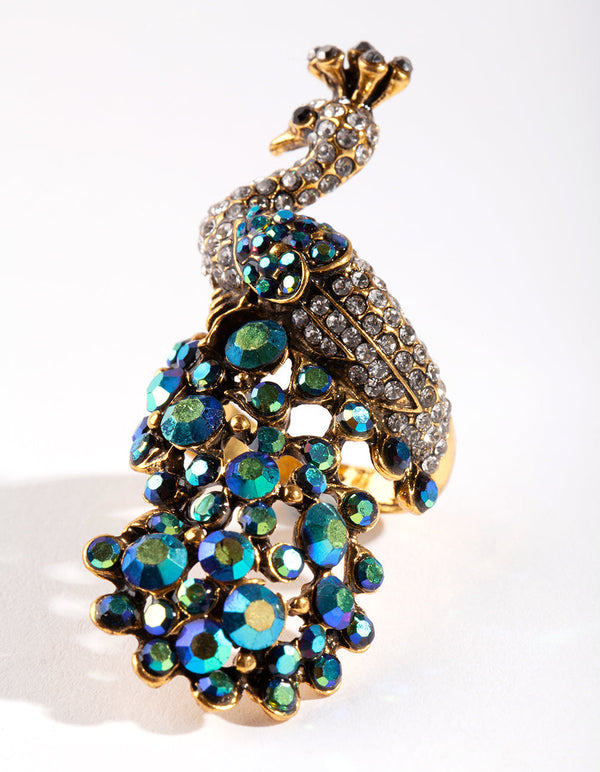Rainbow Peacock Ring