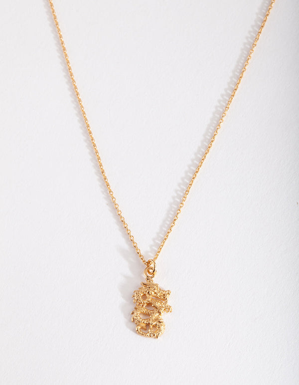 Gold Plated Sterling Silver Dragon Necklace