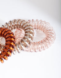 Plastic Rust & Mustard Spiral Hair Ties 4-Pack - link has visual effect only