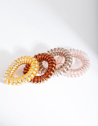 Plastic Rust & Mustard Spiral Hair Ties 4-Pack - link has visual effect only