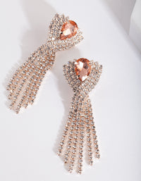 Rose Gold Pink Diamante Earrings - link has visual effect only