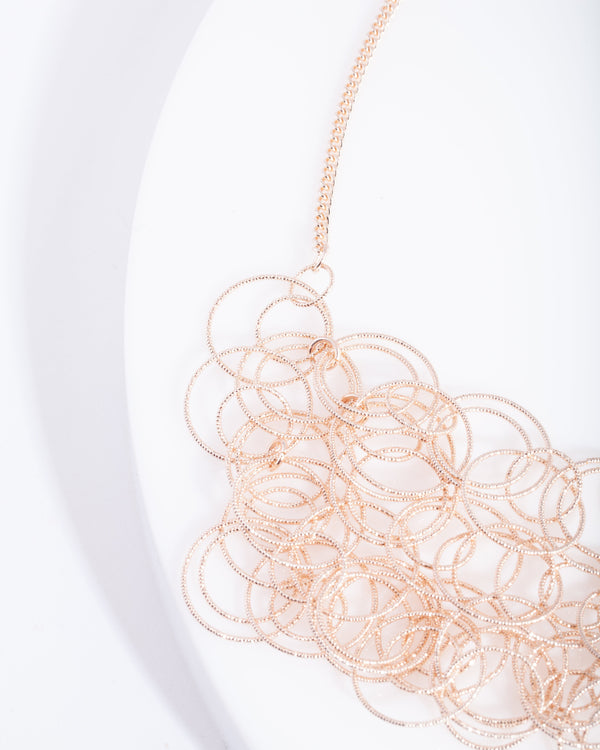 Rose Gold Textured Linked Necklace