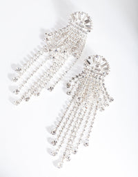 Silver Diamante Fringe Drop Earrings - link has visual effect only