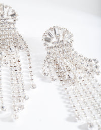 Silver Diamante Fringe Drop Earrings - link has visual effect only