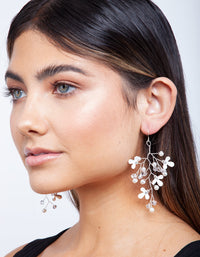 Silver Pearl and Flower Cluster Earrings - link has visual effect only