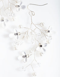 Silver Pearl and Flower Cluster Earrings - link has visual effect only