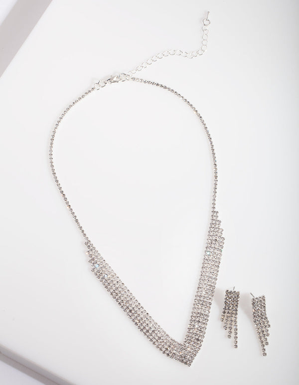 Silver Diamante Jewellery Set