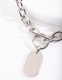 Thick Rhodium Chain Pendant Necklace - link has visual effect only
