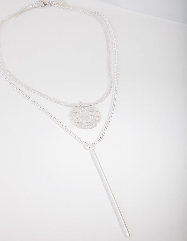 Srebrny wielowarstwowy choker