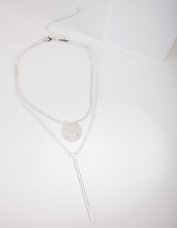 Srebrny wielowarstwowy choker