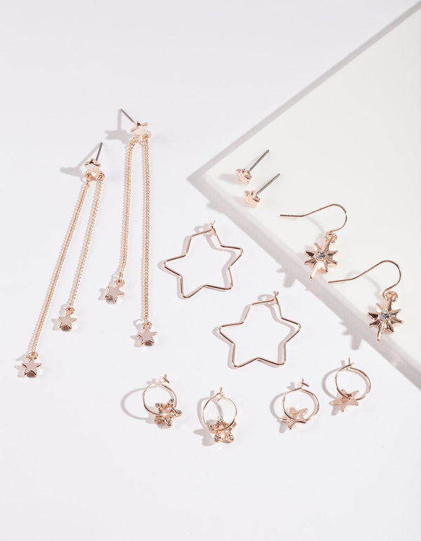 Rose Gold Star Earring Pack