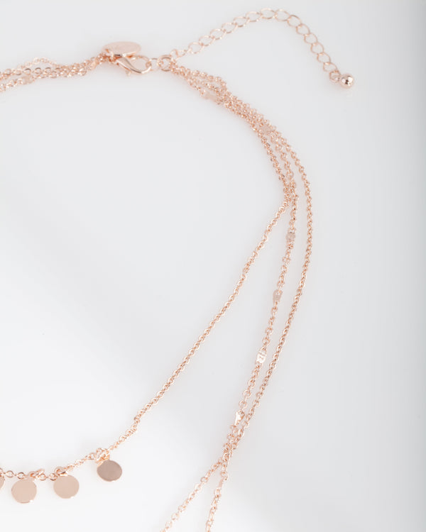 Rose Gold Layered Stone Necklace