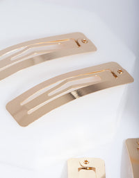 Gold Rectangle Hair Snap 4 Pack - link has visual effect only