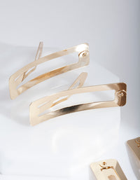 Gold Rectangle Hair Snap 4 Pack - link has visual effect only